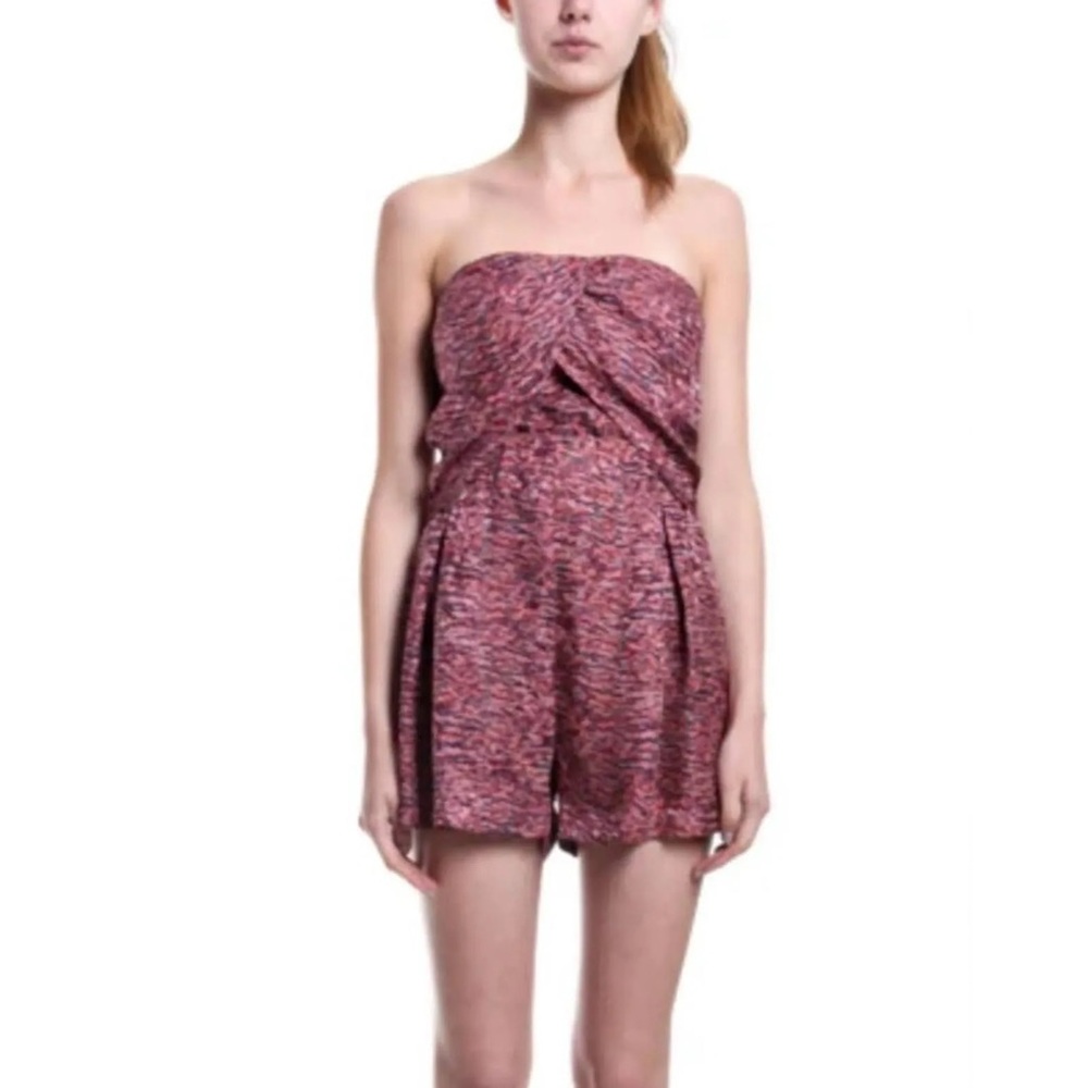 Elizabeth and James Strapless Pink Silk Romper